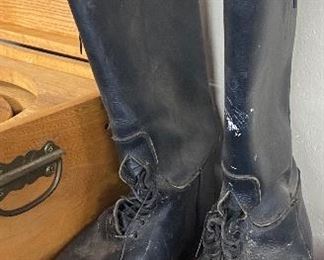 Vintage Leather Motorcycle Police Boots