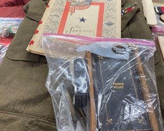 Named WW2 Grouping with Purple Heart (Unsigned), Wooden Box Named and Other Items (Burlington, N.C.)