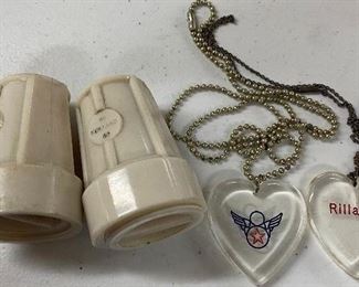 WW2 Army Air Corps Sweetheart Necklaces and Salt and Pepper Shakers 