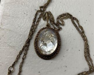 Old Sterling Cameo Necklace 