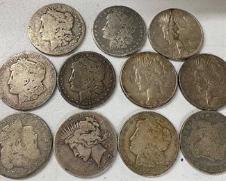 Morgan and Peace Silver Dollars (Worn)