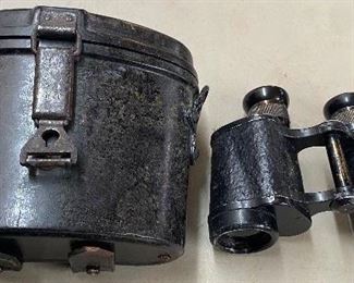 WW2 German Binoculars with Marked Bakelite Case (Good Optics)