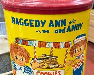 Tin Litho Raggedy Ann and Andy Cookie Jar