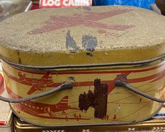 Old Airplane Themed Tin Litho Lunchbox