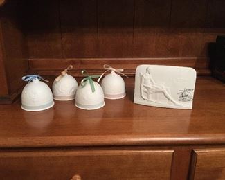 Lladro porcelain bells and Collector’s Society plaque (with box)