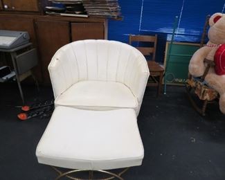 vintage mid century swivel chair with ottoman.
