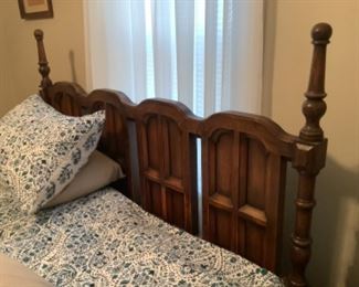Queen bed with frame.  Has matching triple dresser, armoire and nightstand.  All five pieces $75