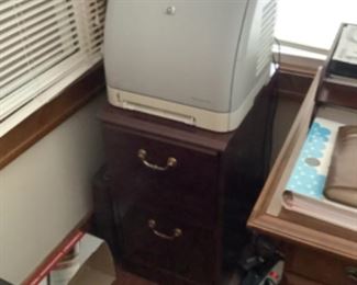 Wood file cabinet and copier