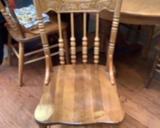 Three oak antique chairs.  $60