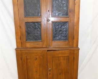 EARLY 8 PUNCH TIN CUPBOARD