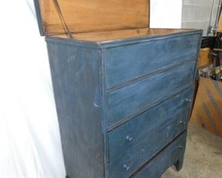 VIEW 3 PAINTED MULE CHEST W/ DRAWERS 