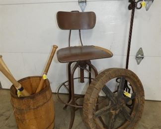 EARLY STOOL, PRIMITIVE ITEMS
