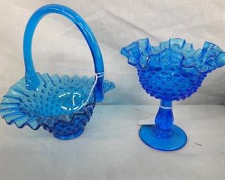 8IN FENTON BASKET AND COMPOTE