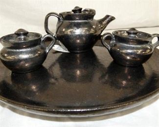 VIEW 2 SIGNED 4PC. POTTERY TEASET
