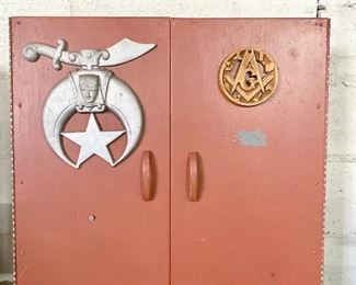 Masonic and Knights of the Templar Metal Storage Wall Cabinet