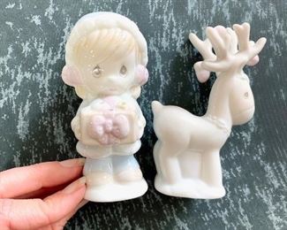 Precious Moments Girl & Deer Salt & Pepper - Over 180 salt and pepper shakers