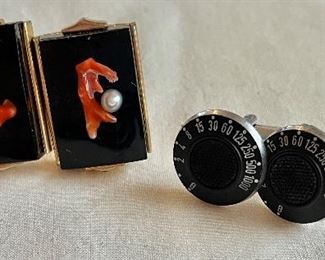 Coral and pearl cufflinks, safe style cufflinks 