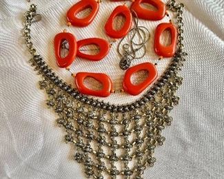 Bibb necklace and vintage jewelry, hairclip 