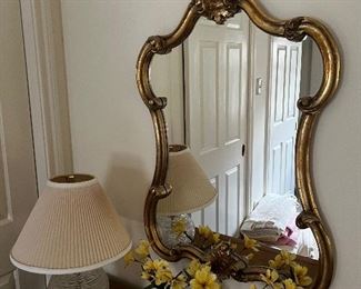 Vintage mirror and lamp