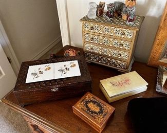 Collection of trinket and jewelry boxes 