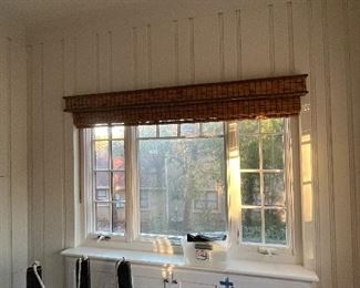 Various custom window treatments throughout the home, and most are for sale.