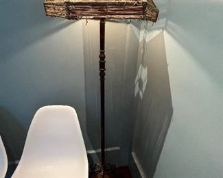 Wicker top floor lamp.