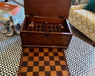 Solid wood chess/checker set.