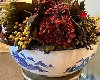 HUGE Asian porcelain fish bowl or planter.