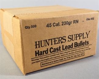 Hunters Supply .45 Cal 230 gr RN Hard Cast Lead Bullets, Approx Qty 500
