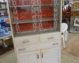 1940-1950 painted Kitchen Cabinet, Chrome pulls