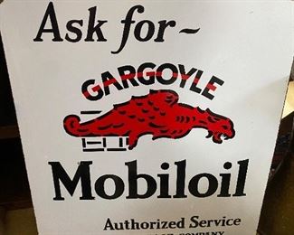Mobiloil porcelain gargoyle sign