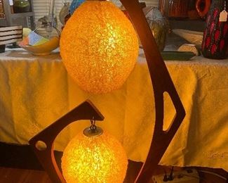 Stunning MCM lamp with 2 spun fiberglass shades