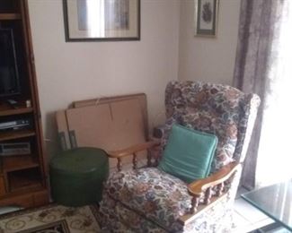 Rug not for sale, chair sold, green ottoman sold 