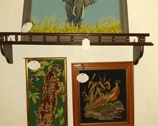 Beautiful wildlife needlepoint in custom frames, pheasant sold