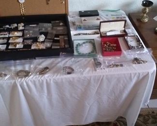 Costume jewelry, watches, pendants, etc