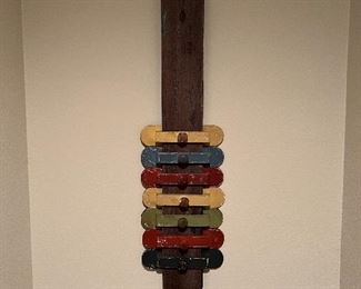 Interesting wall decor. Very colorful.