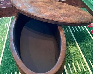 This is a look inside the UTTERMOST Ottoman. 