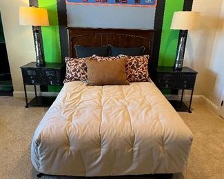 Full bed and custom bedding
