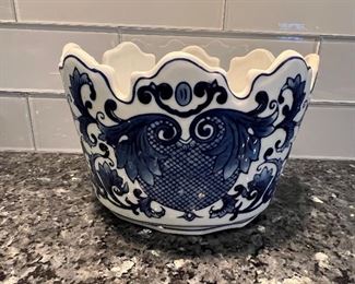 Blue and white flower pot