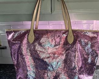 Brand new purple metallic  tote bag.