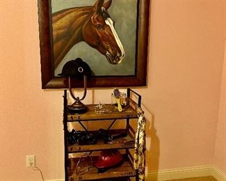 Helmet, lamp, shelving and more horse tack!!