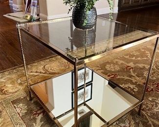 Pretty and table with mirror, bottom and glass top