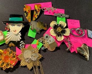 Unique and artist made pins and pierced earrings!