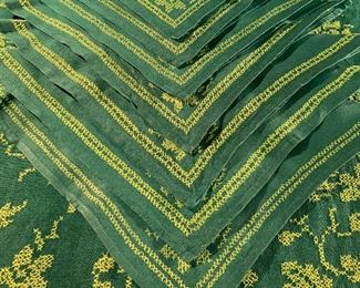 Perfect linen tablecloth and napkins for St. Patrick’s Day! Hand embroidered.