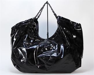 Chanel Oversize Black Patent Leather CC Tote Bag