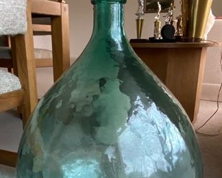 One of two huge blown glass bottles