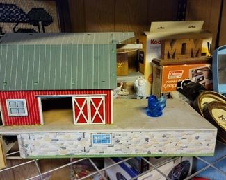 Vintage metal toy barn