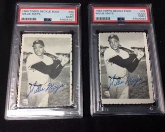 (2)1969 WILLIE MAYS TOPPS DECKLE EDGE GRADED VG & GOOD 