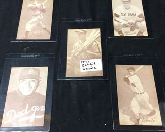 (5) 1947 BASEBALL EXHIBIT ARCADE CARDS, STAN MUSIAL,               DON NEWCOMBE, NELSON FOX, ELSTON HOWARD, GIL HODGES 