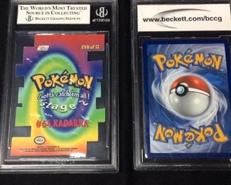 (2) POKÉMON GRADED CARD, 2000 KADABRA DIE CAST EMBOSSED EX MT 6, 2020 DRAPION SWORD & SHIELD MINT 10     